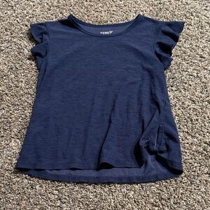 Old Navy Dark Blue Ruffle Sleeve Tee